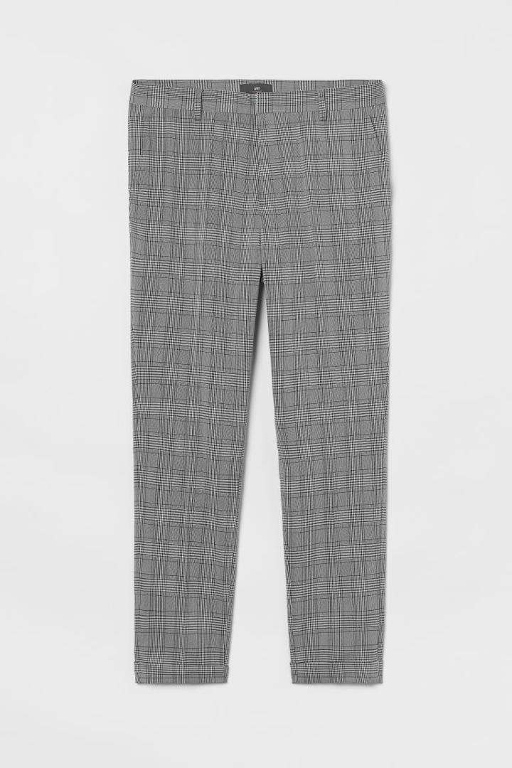 H & M - Skinny Fit Crop Slacks - Black