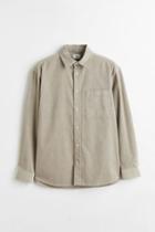 H & M - Relaxed Fit Corduroy Shirt - Brown