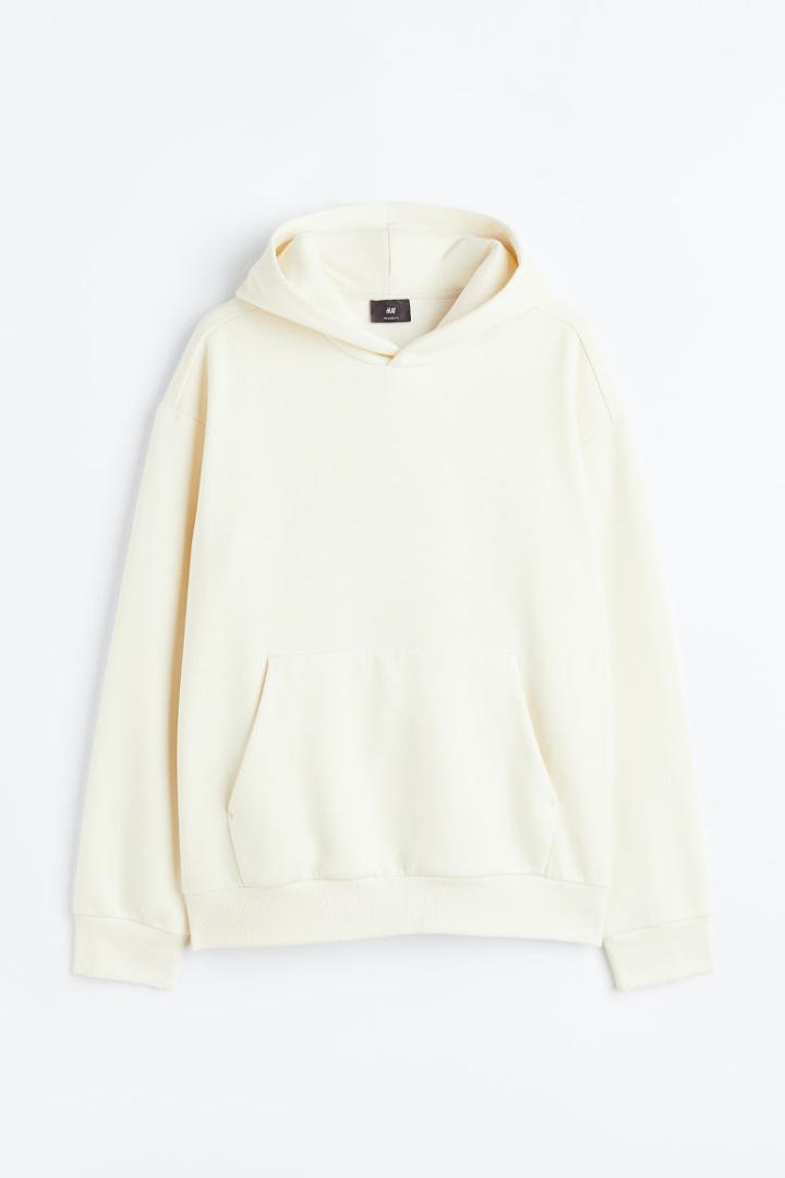 H & M - Relaxed Fit Printed Hoodie - Beige
