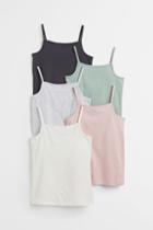 H & M - 5-pack Jersey Tank Tops - Green