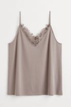 H & M - Lace-trimmed Camisole Top - Gray