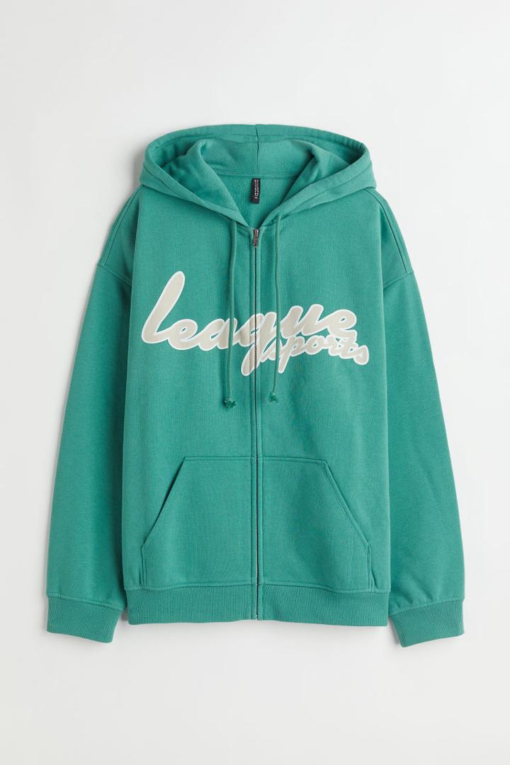 H & M - Oversized Hooded Jacket - Green