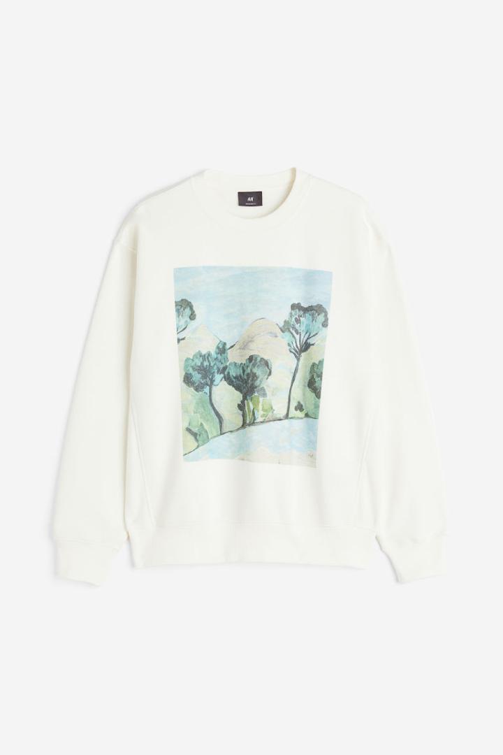 H & M - Oversized Fit Sweatshirt - White