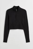 H & M - Half-zip Crop Top - Black