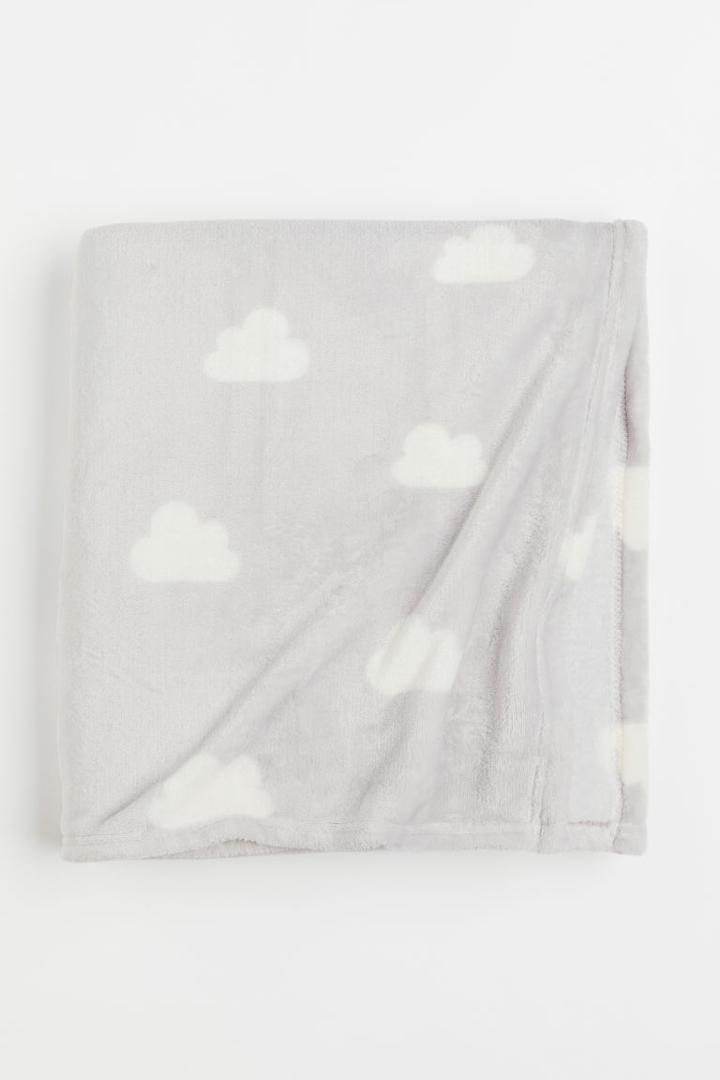 H & M - Patterned Fleece Throw - Gray