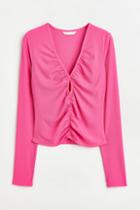 H & M - Short Gathered Top - Pink