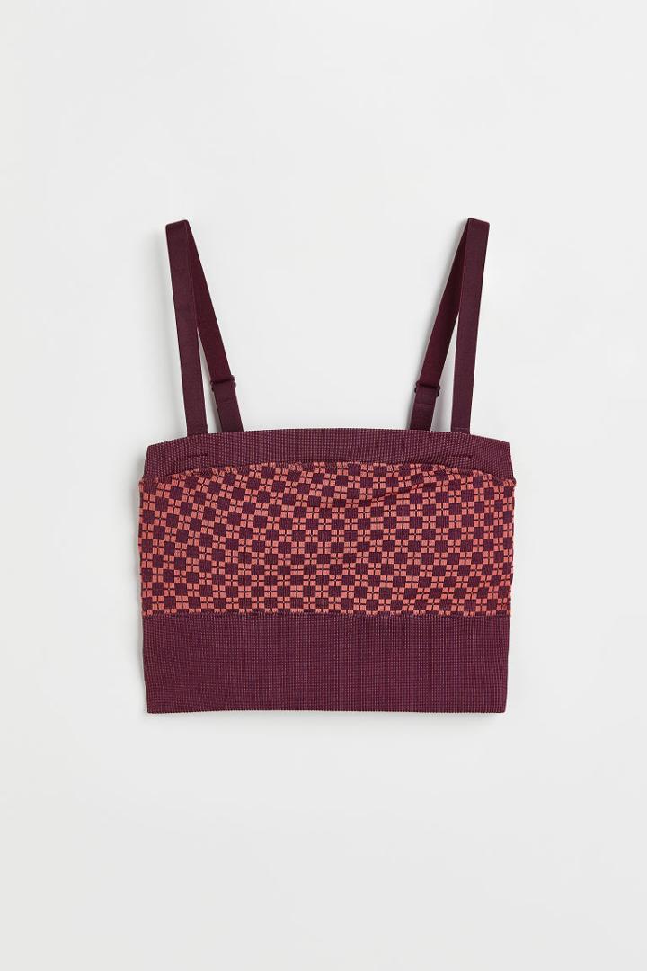 H & M - Seamless Light Support Bandeau Sports Top - Purple