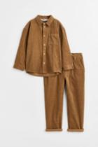 H & M - 2-piece Corduroy Set - Brown