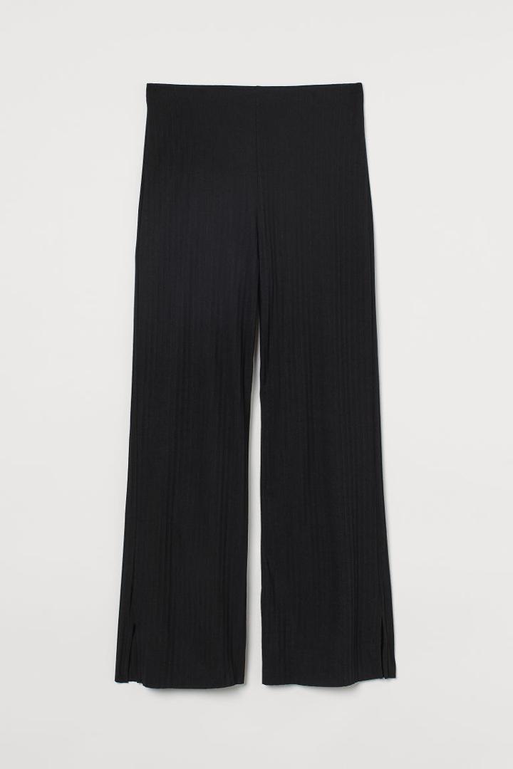 H & M - Ribbed Jersey Pants - Black