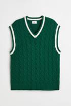 H & M - Relaxed Fit Cable-knit Sweater Vest - Green