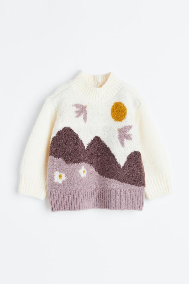 H & M - Knit Mock Turtleneck Sweater - Beige