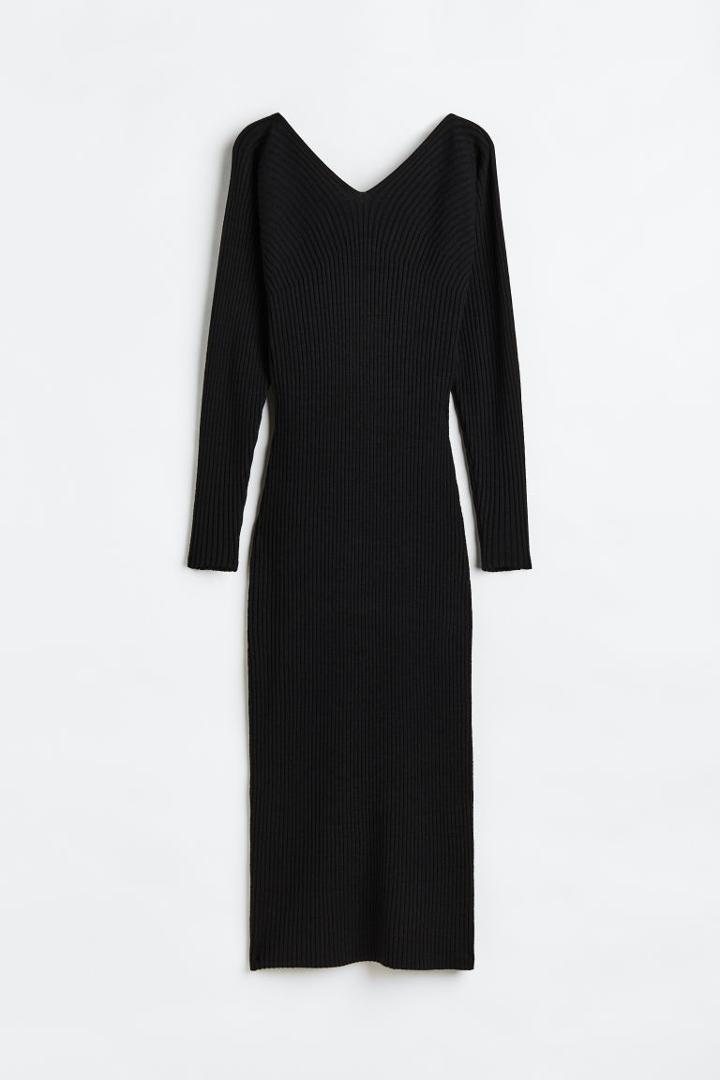 H & M - Cashmere-blend Bodycon Dress - Black