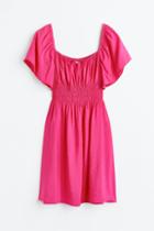 H & M - Smocked-waist Dress - Pink