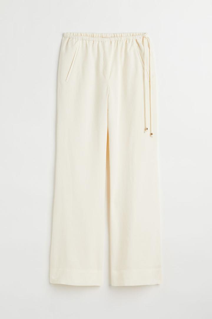 H & M - Flared Lyocell-blend Pants - White