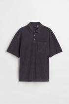 H & M - Relaxed Fit Terry Polo Shirt - Gray