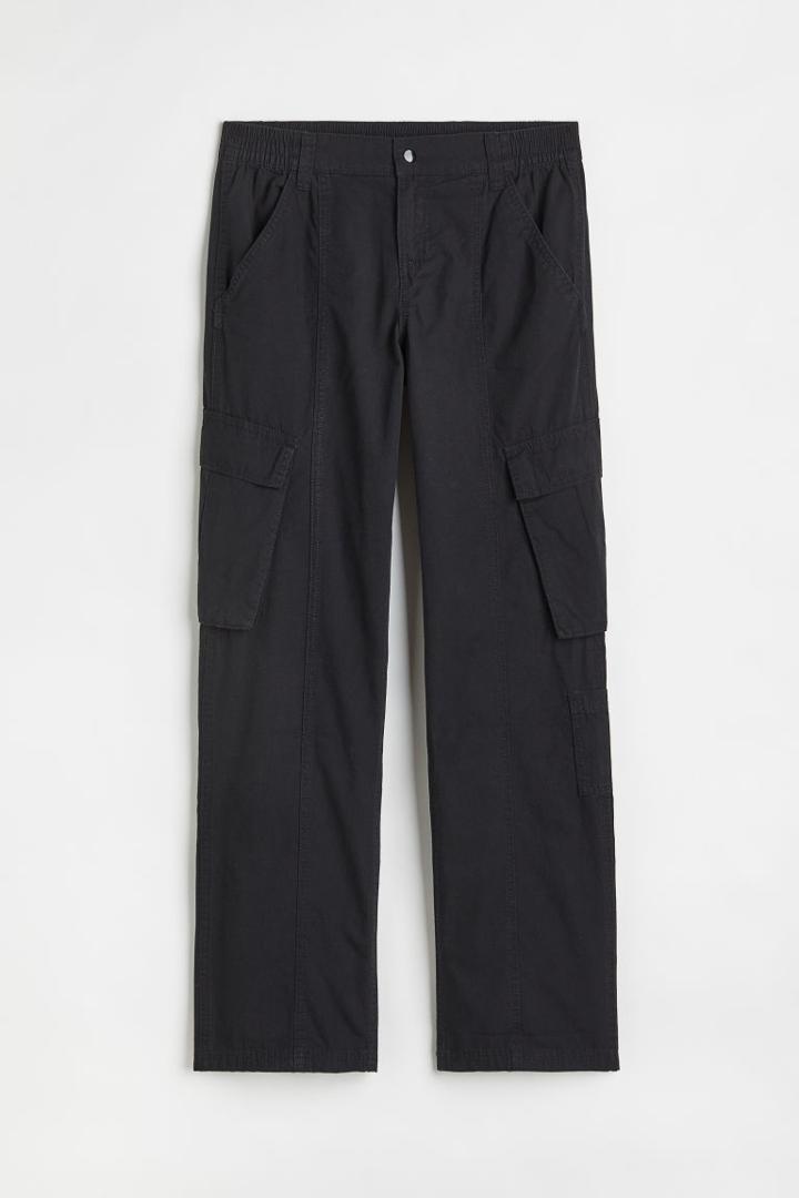 H & M - Canvas Cargo Pants - Black