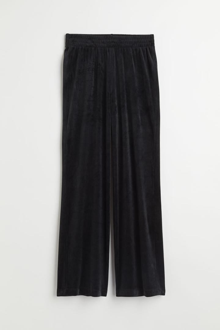 H & M - Velour Joggers - Black