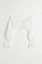 H & M - Off-the-shoulder Crop Blouse - White