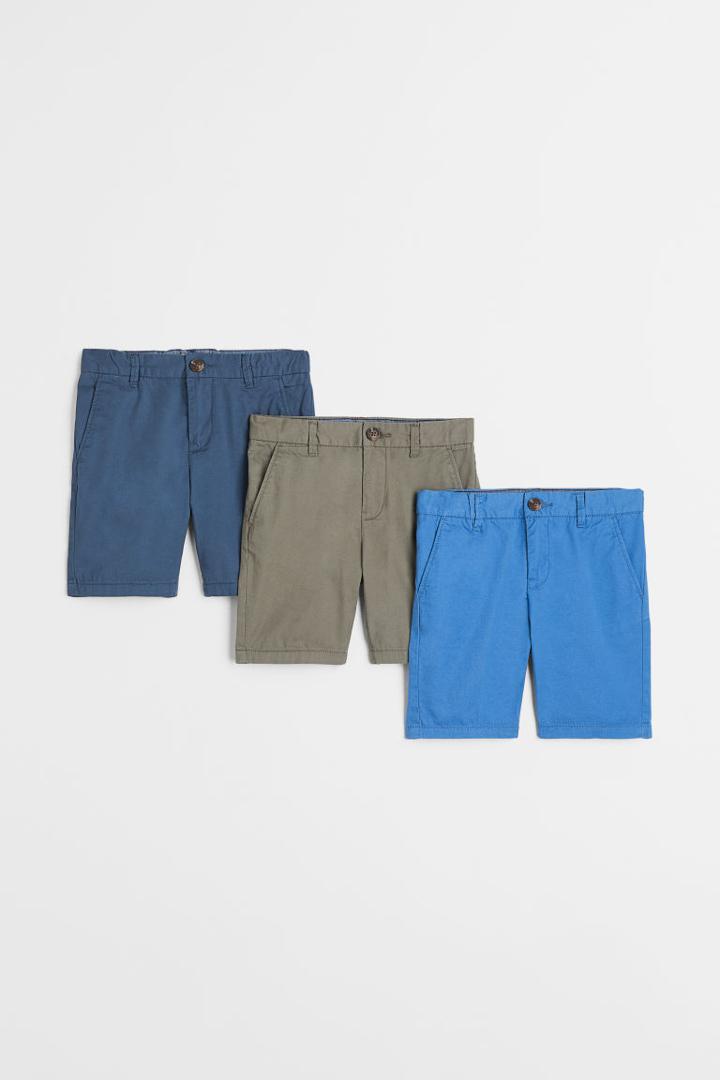 H & M - 3-pack Cotton Chino Shorts - Blue