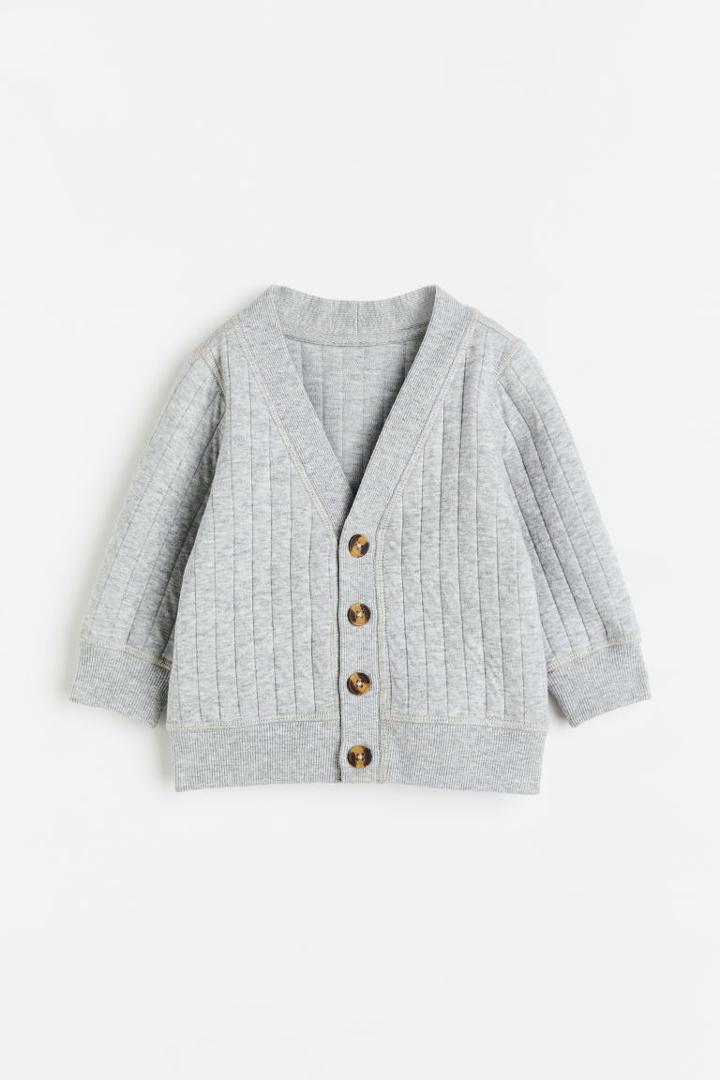 H & M - Quilted Jersey Cardigan - Gray