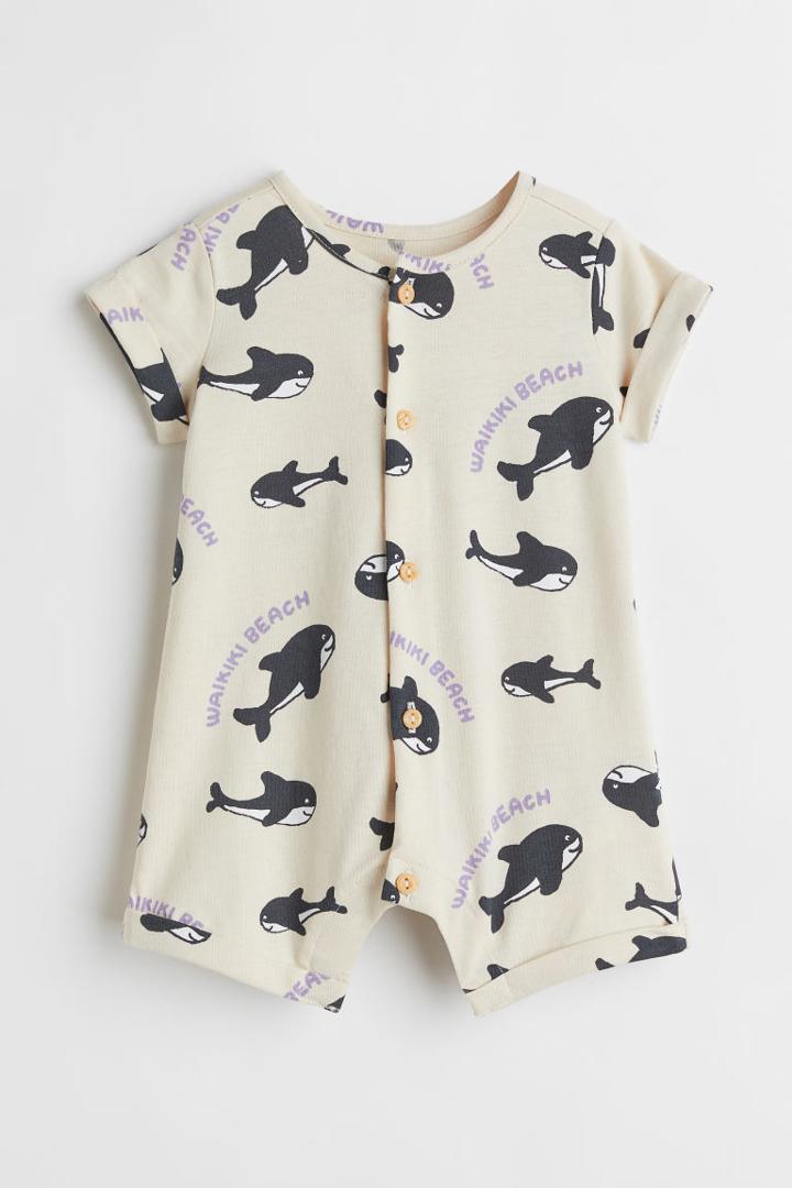 H & M - Cotton Romper Suit - Beige