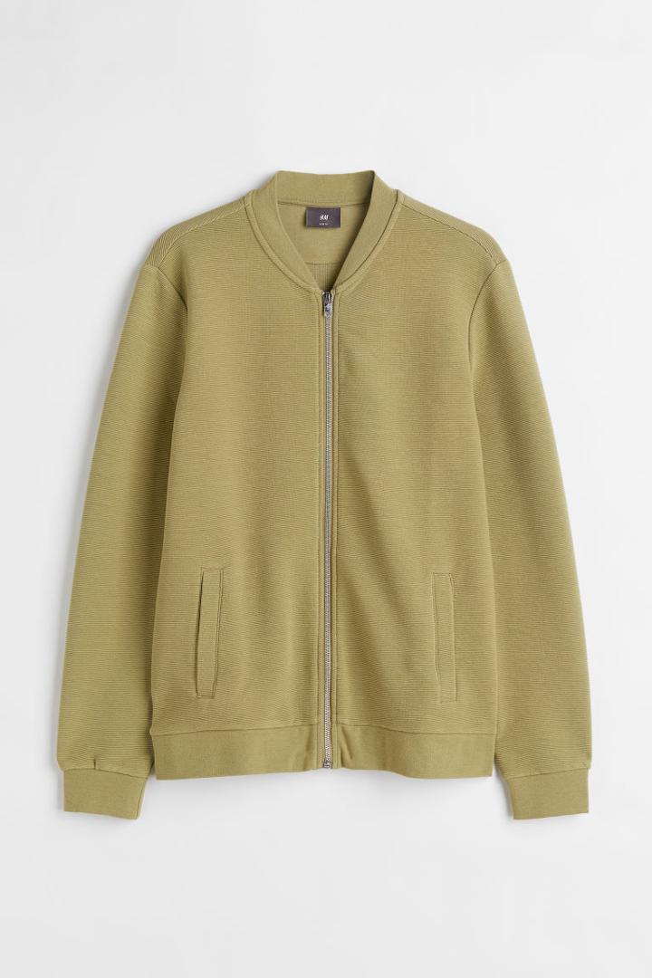 H & M - Cardigan With Zip - Yellow