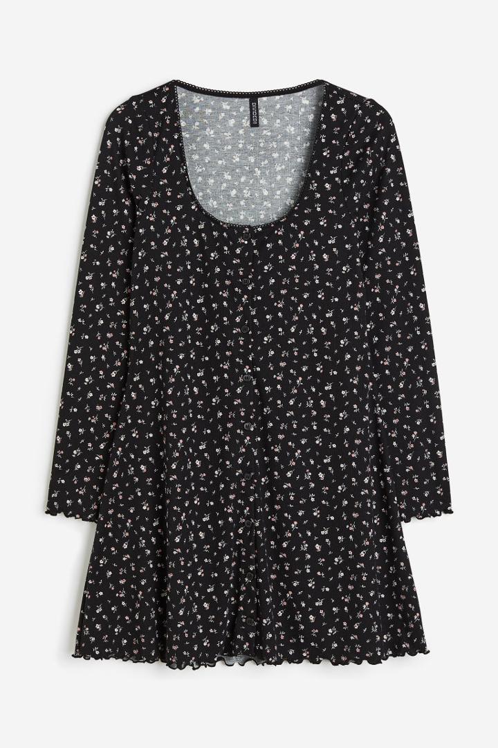 H & M - H & M+ Lace-trimmed Ribbed Dress - Black