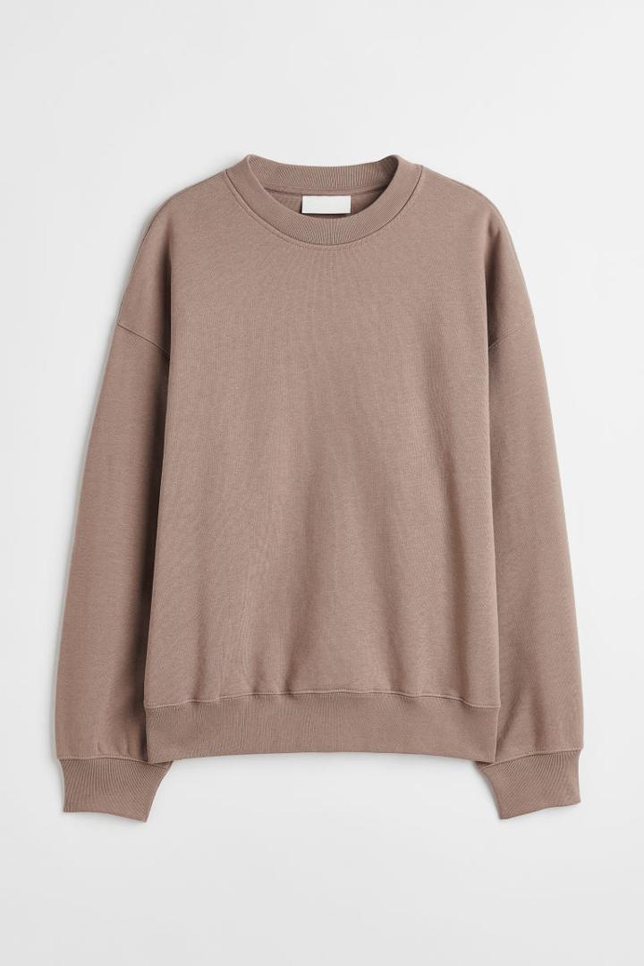 H & M - Oversized Fit Cotton Sweatshirt - Brown