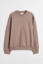 H & M - Oversized Fit Cotton Sweatshirt - Brown