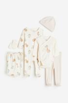 H & M - 5-pack Cotton Set With Gift Bag - Beige