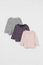 H & M - 3-pack Ruffled Tops - Blue