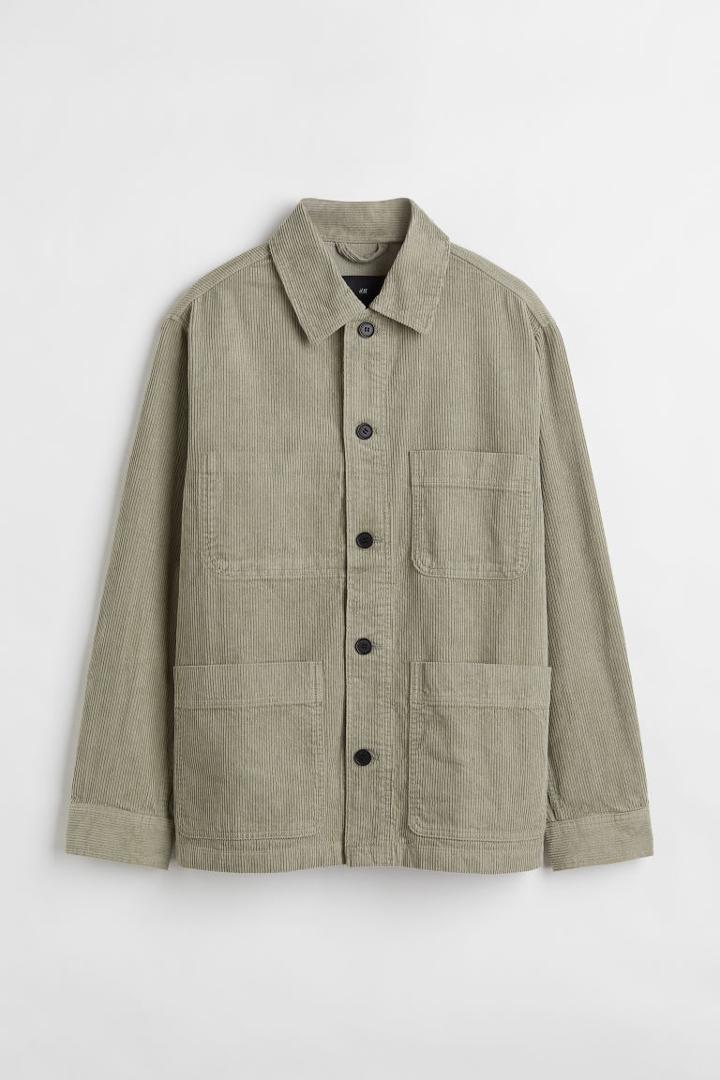 H & M - Corduroy Shirt Jacket - Green