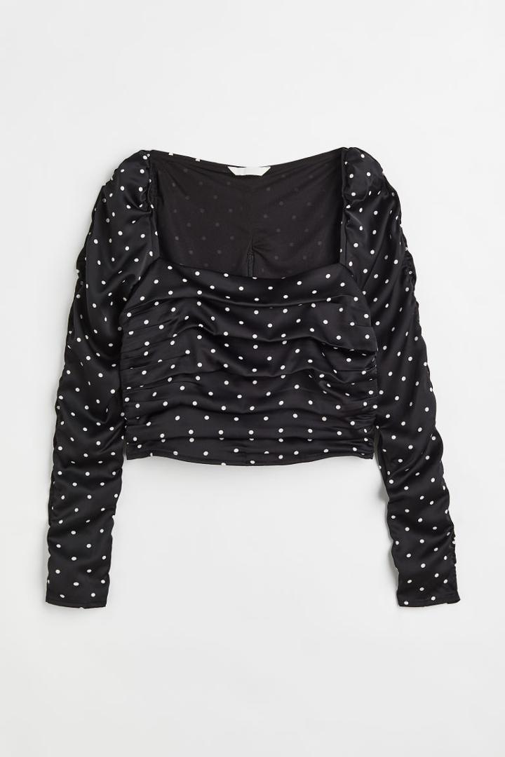 H & M - Gathered Crped Top - Black