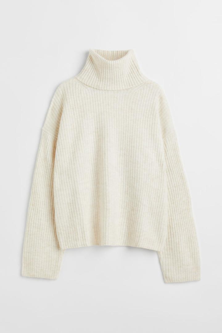 H & M - Oversized Turtleneck Sweater - Black