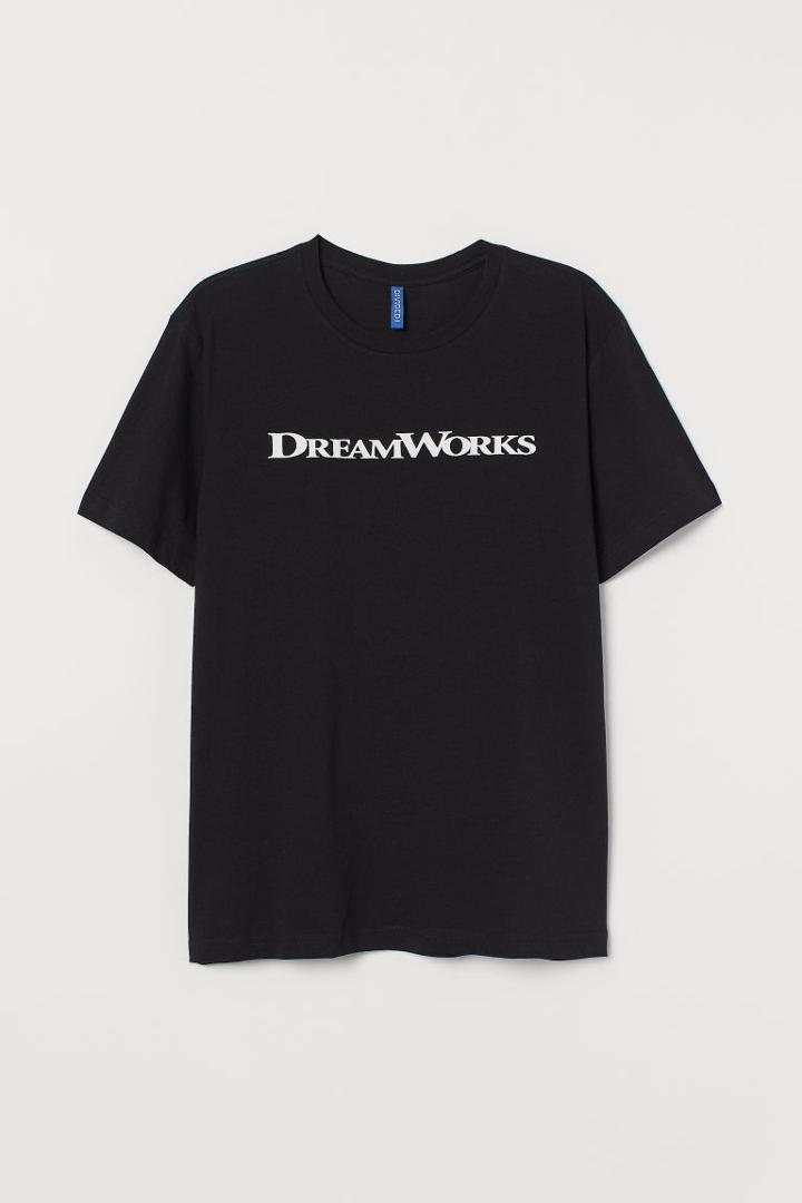 H & M - T-shirt With Printed Design - Black