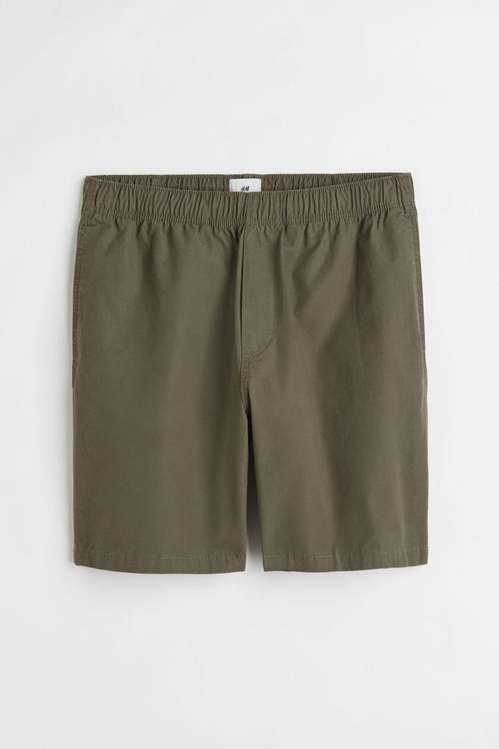 H & M - Relaxed Fit Cotton Shorts - Green