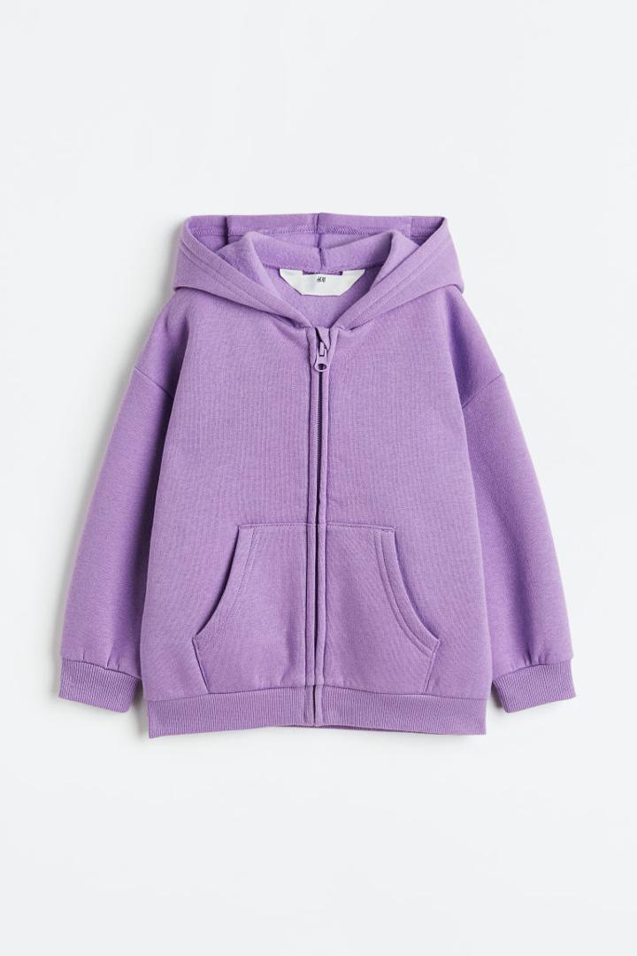 H & M - Hooded Sweatshirt Jacket - Purple
