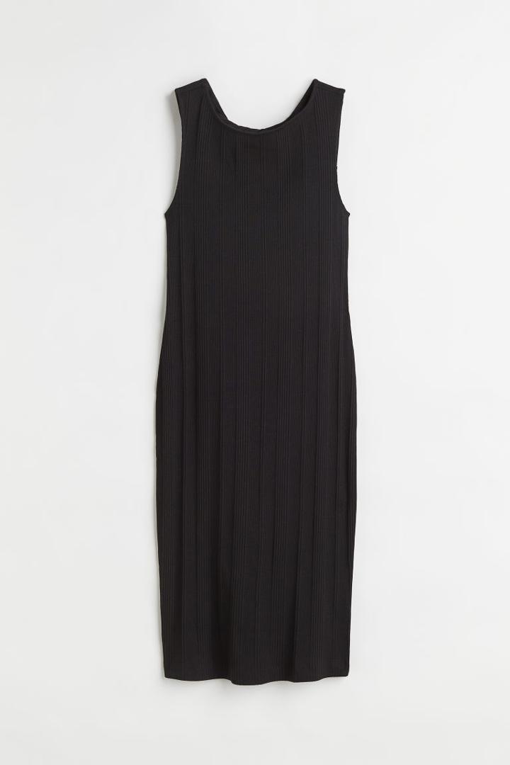 H & M - Mama Ribbed Cut-out Dress - Black