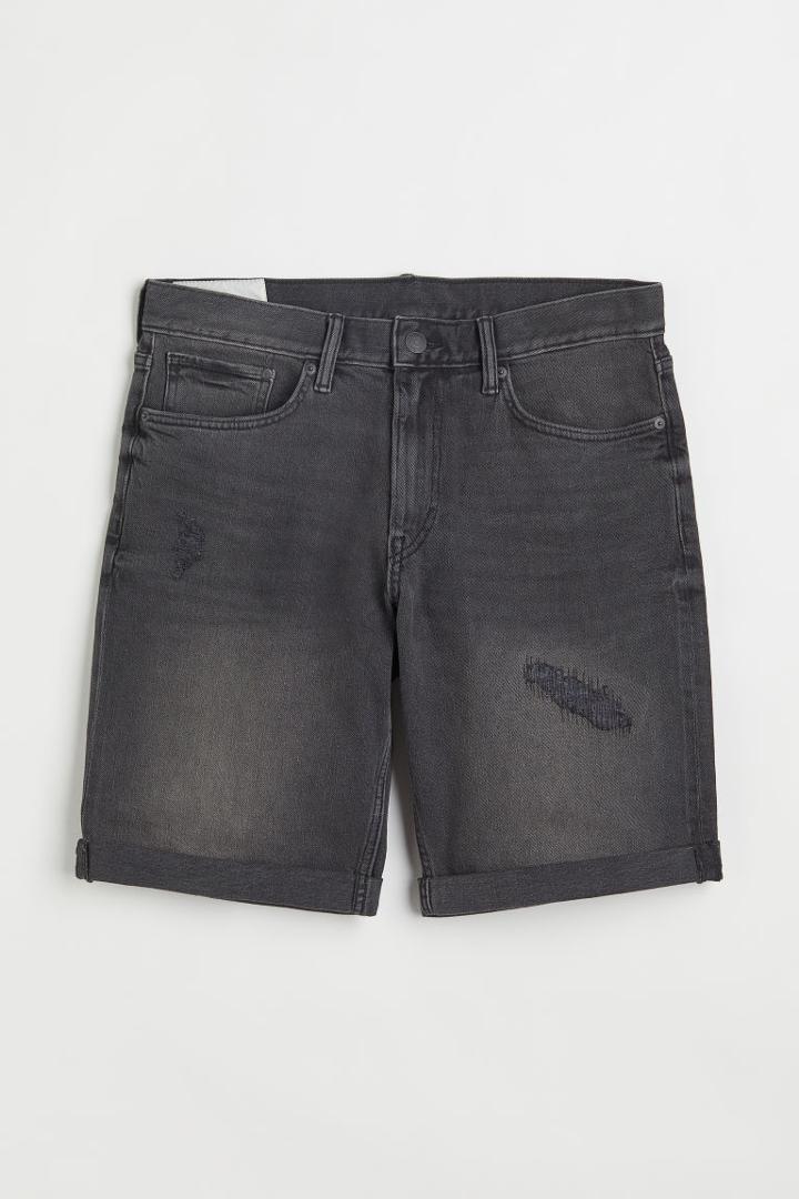 H & M - Regular Denim Shorts - Black