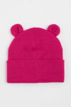 H & M - Knit Hat With Ears - Pink