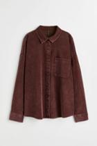 H & M - Oversized Corduroy Shirt - Brown
