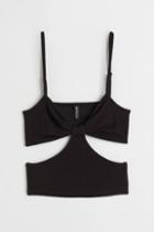 H & M - Crinkled Cut-out Top - Black