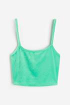 H & M - Velour Crop Top - Green