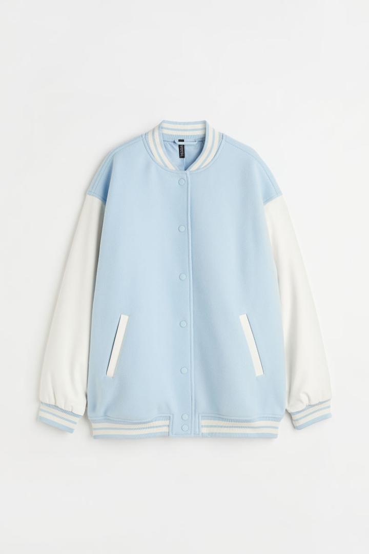 H & M - Color-block Baseball Jacket - Blue