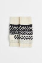 H & M - Jacquard-knit Fingerless Mittens - White