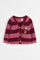H & M - Embroidered-motif Cardigan - Red