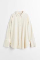 H & M - Ribbed Velour Shirt - Beige