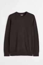 H & M - Slim Fit Fine-knit Cotton Sweater - Brown