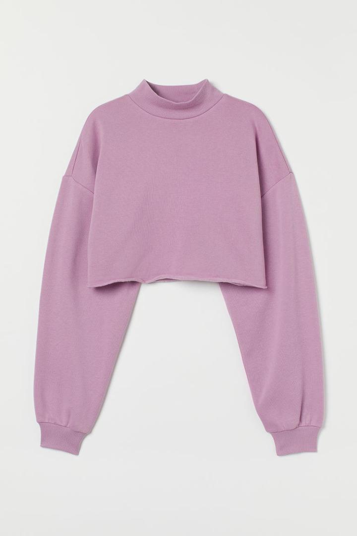 H & M - Crop Sweatshirt - Purple