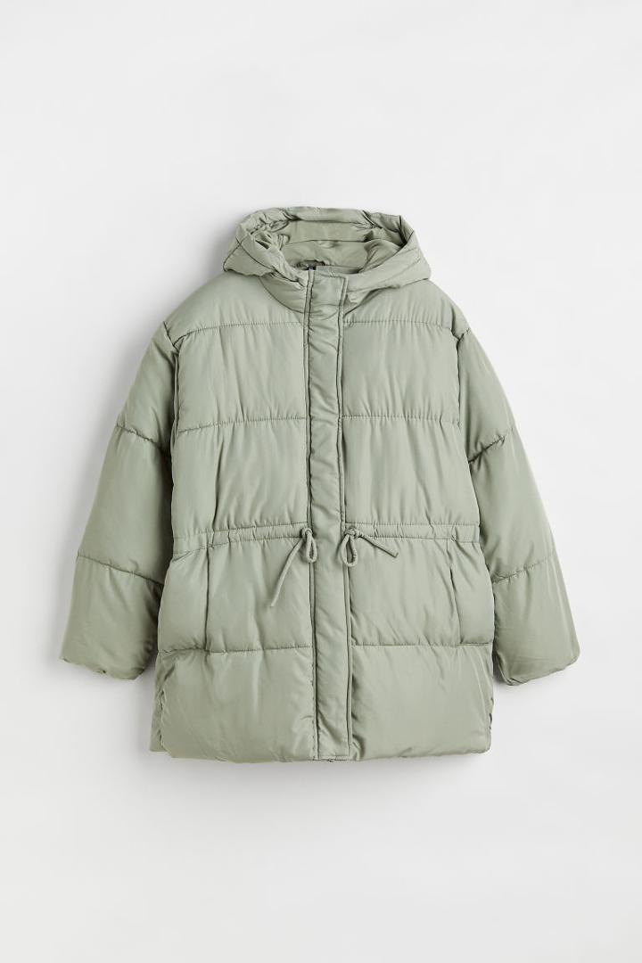 H & M - Drawstring-waist Puffer Jacket - Green